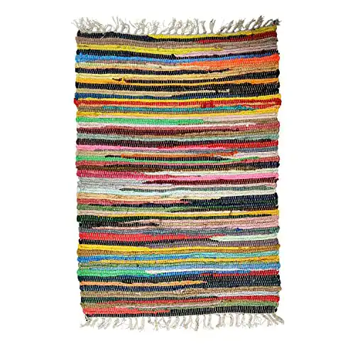 Flickenteppich Daro Deko Baumwollteppich gestreift 60 x 120 cm