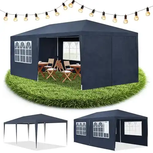 Juskys Pavillon 3×6 m mit 6 abnehmbaren Seitenwänden für Gartenpartys