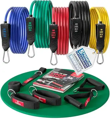 Expander BeMaxx Resistance Bands Set mit Trainingsprogramm und Zubehör