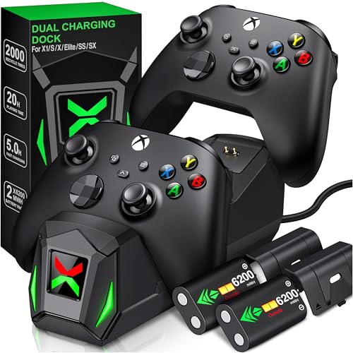 Xbox Controller Ladestation mit 2 wiederaufladbaren Akkus für Xbox One/Series XS