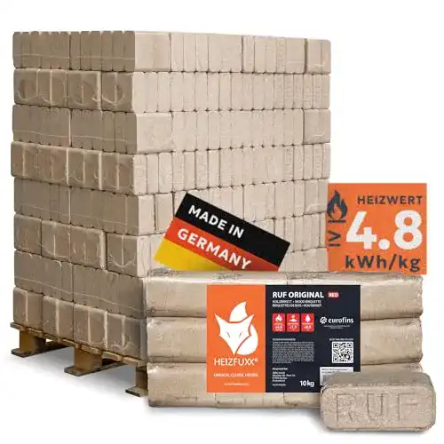 Holzbriketts Heizfuxx Hartholz Ruf Original für Kamin und Ofen