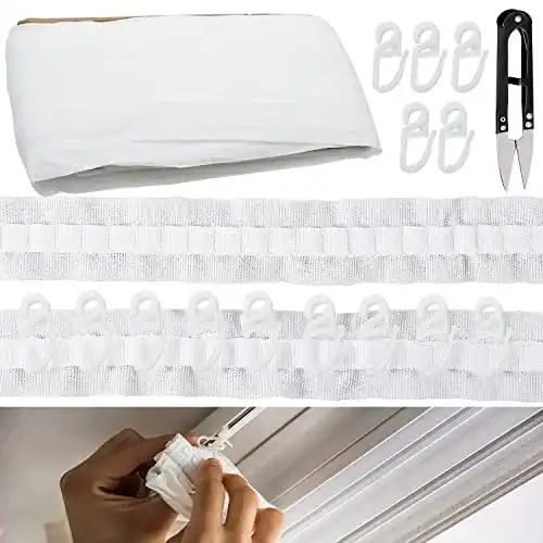 Gardinenband Lbing Kräuselband 30m x 2,5cm mit 60 Vorhanghaken