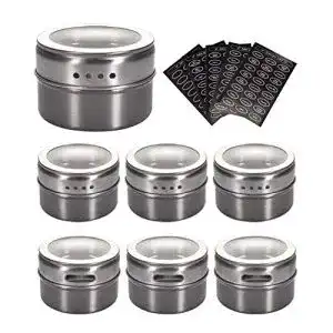 Magnetische Gewürzdosen Sinzau aus Edelstahl für Kühlschrankmagneten (6 Stück)