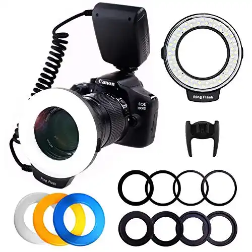 Ringblitz PLOTURE LED Makro Blitzlicht mit 48 Makro LED Leuchten