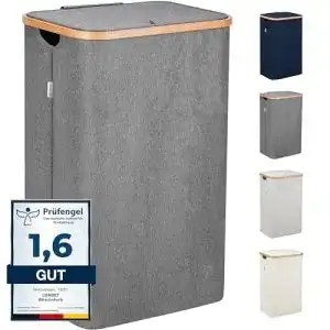 Wäschetruhe Lonbet Wäschekorb mit Deckel 100L – Funktionaler Wäschesammler