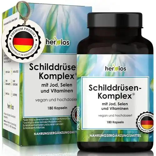 Selen-Kapseln Herbios Jod-Selen Komplex 180 Kapseln zur Schilddrüsenunterstützung