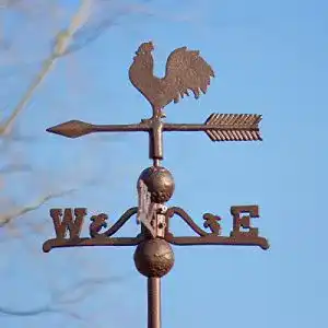 Wetterhahn Antikas – Wetterfahne aus Gusseisen mit Standfuß