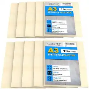 Sperrholzplatten Auprotec 10x A3 Birke 4mm