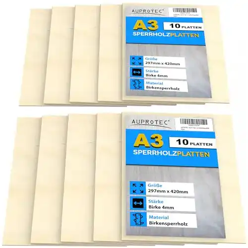 Sperrholzplatten Auprotec 10x A3 Birke 4mm