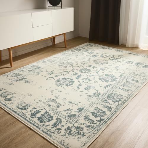 Benuta Basic Teppich Suki Creme/Mint 300×400 cm im Vintage-Stil