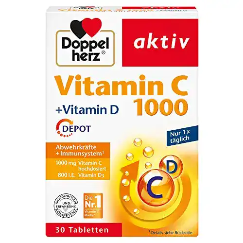 Vitamin C Doppelherz 1000 mg, 30 Tabletten für das Immunsystem