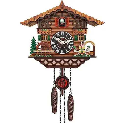 Kuckucksuhr PIAOPIAO aus dem Schwarzwald mit Holzhausszene