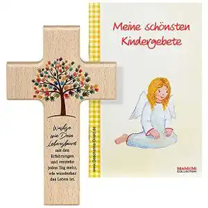 Holzkreuz Mamemi Lebensbaum 15 cm aus Buchenholz für Kinder