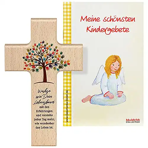 Holzkreuz Mamemi Lebensbaum 15 cm aus Buchenholz für Kinder