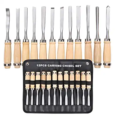 Schnitzwerkzeug Set Trintion 12-teiliges Stechbeitel Set für Holzarbeiten