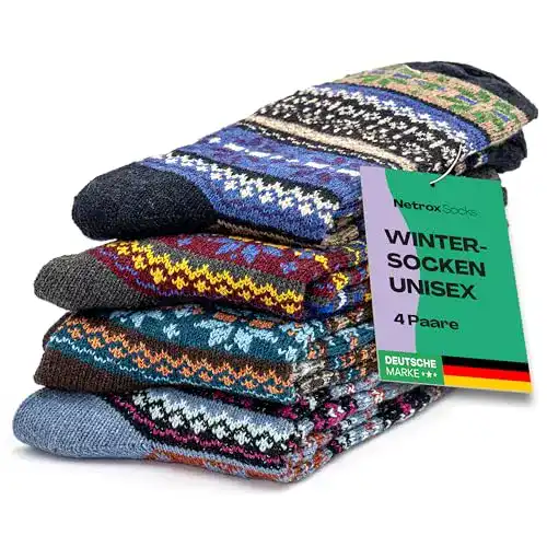 Netrox Socks 4 Paar gemusterte, warme und weiche Wintersocken