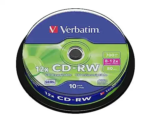 CD-RW Verbatim 700 MB, 10er Pack Spindel, beschreibbare Rohlinge
