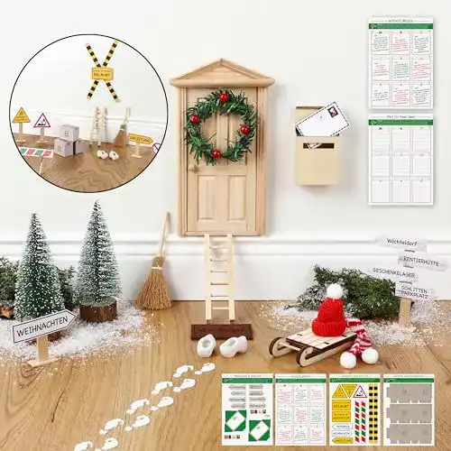Wichteltür Nordstern Set mit Wichtelbriefen und Zubehör für Weihnachten