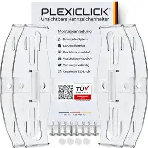 Kennzeichenhalter Plexiclick Rahmenloser Nummernschildhalter TÜV geprüft