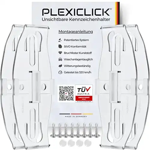 Kennzeichenhalter Plexiclick Rahmenloser Nummernschildhalter TÜV geprüft