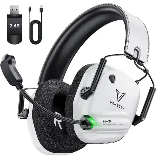 Vakedy Gaming Headset Wireless für PS4, PS5, PC und Switch mit Mikrofon