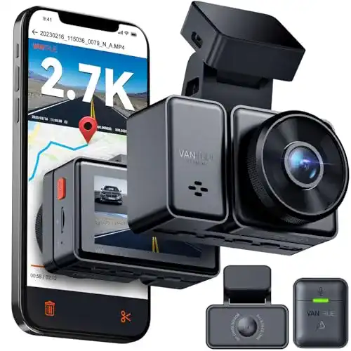Dashcam Vantrue E2 2.7K Dualobjektiv Auto Kamera mit GPS und WiFi
