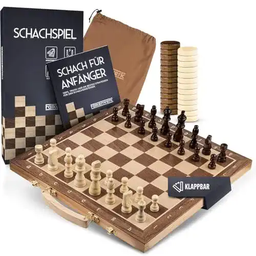 Schachbrett Falkenwerk magnetisches Schachspiel aus Holz 38×38 cm
