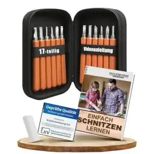 Schnitzwerkzeug Holz Wurm Set 17-teilig für Anfänger und Profis
