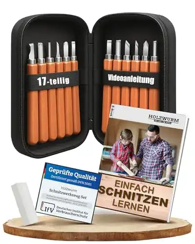 Schnitzwerkzeug Holz Wurm Set 17-teilig für Anfänger und Profis