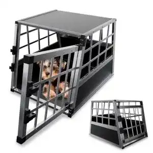 Hundebox für Auto Juskys Alu Hundetransportbox M, 69x54x50 cm
