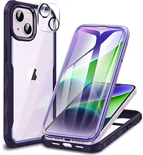 Cenhufo Hülle für iPhone 14 Plus 360 Grad Schutz mit Panzerglas