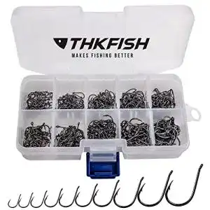 Angelhaken Set aus Kohlenstoffstahl mit Kunststoff Box von THKFISH