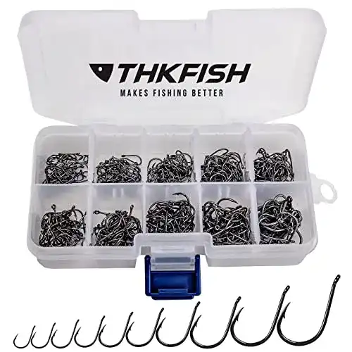 Angelhaken Set aus Kohlenstoffstahl mit Kunststoff Box von THKFISH
