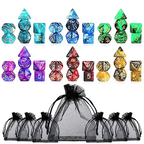DnD Würfel Moncolis 6 x 7 (42 Stück) Set für Rollenspiele