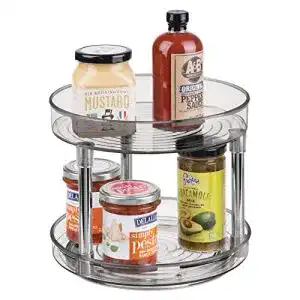 Küchenrondell Mdesign Lazy Susan zweistöckig für Gewürze und Küchenutensilien