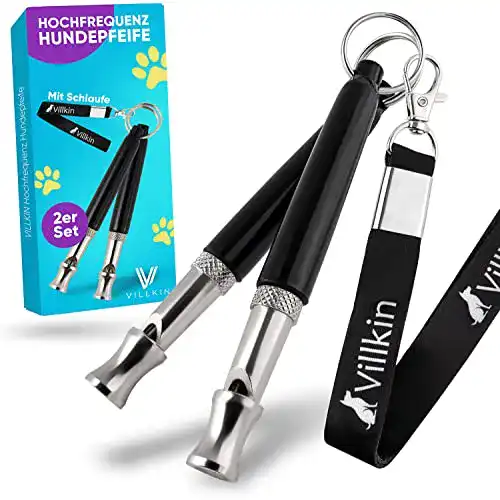 Hundepfeife mit Hunde-Clicker, Schlüsselband und E-Book