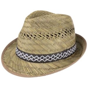Strohhut für Damen und Herren im Trilby-Look mit Sonnenschutz