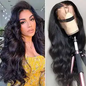 Echthaarperücke Body Wave Human Hair Wig 16 Zoll in Schwarz