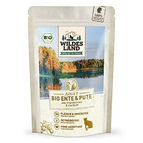 Bio Katzenfutter Wildes Land Nassfutter Ente und Pute 12 x 85 g