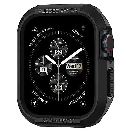 Spigen Rugged Armor Hülle für Apple Watch 7, 8, 9, 5, SE – Schwarz