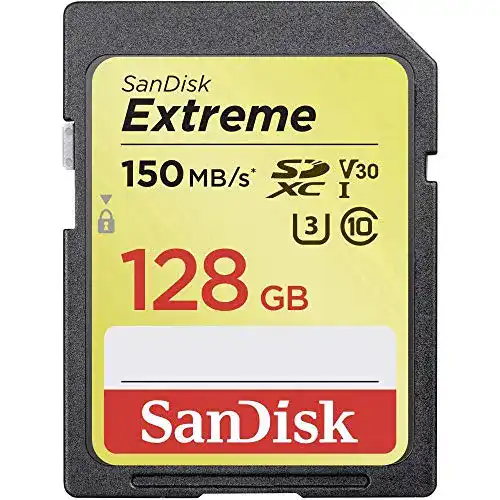 SanDisk Extreme SDXC Speicherkarte 128 GB mit 150 MB/s Übertragungsgeschwindigkeit