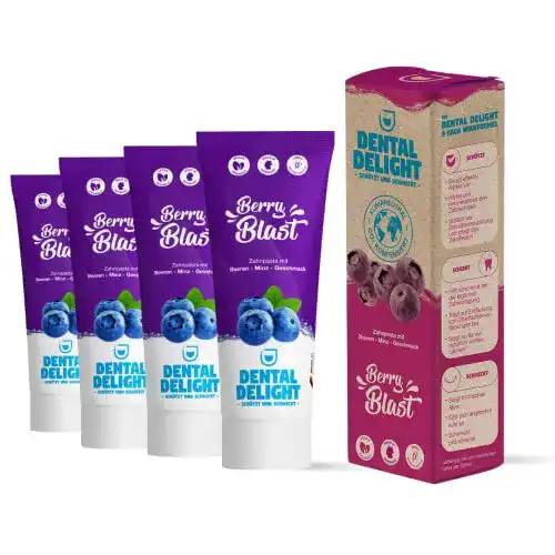 Vegane Zahnpasta Dental Delight Berry Blast im 4er Pack