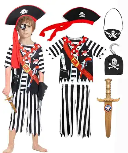 Piratenkostüm für Kinder, Jungen Pirat Outfit mit Zubehör