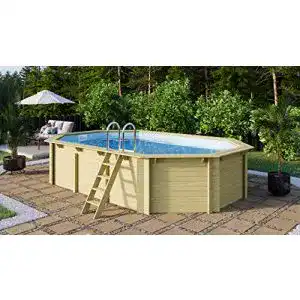 Holzpool Trendpool Achteck Langform 610 x 400 x 124 cm