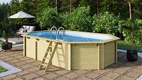 Holzpool Trendpool Achteck Langform 610 x 400 x 124 cm