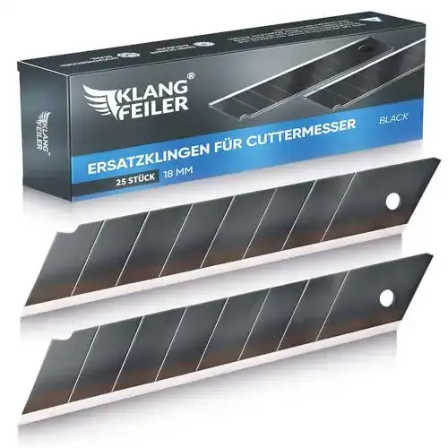 Cuttermesserklingen Klangfeiler 25 Stück 18 mm schwarz