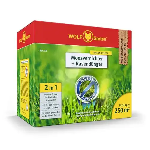 Grünbelagentferner von WOLF Garten – Moosvernichter und Rasendünger