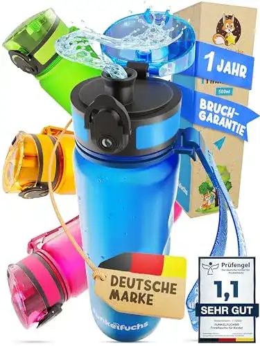 Tritan Trinkflasche Funkelfuchs für Kinder 500ml – Blau – Auslaufsicher
