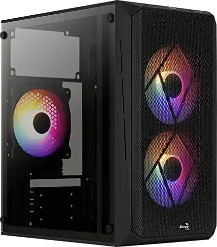 Aerocool CS107 V2 Micro-ATX-Gehäuse mit Seitenfenster und FRGB-Lüftern