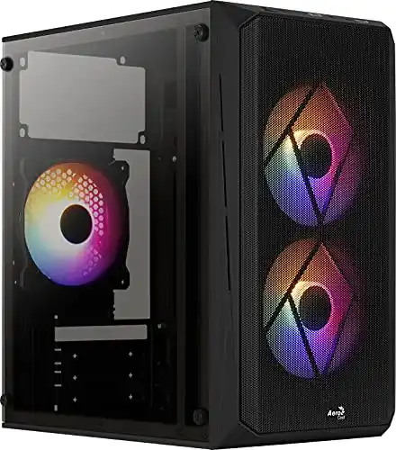 Aerocool CS107 V2 Micro-ATX-Gehäuse mit Seitenfenster und FRGB-Lüftern